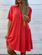 Vestido Aurora Luxe – Charme Refinado da Moda Europeia - (Leve e Soltinho)