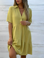 Vestido Aurora Luxe – Charme Refinado da Moda Europeia - (Leve e Soltinho)